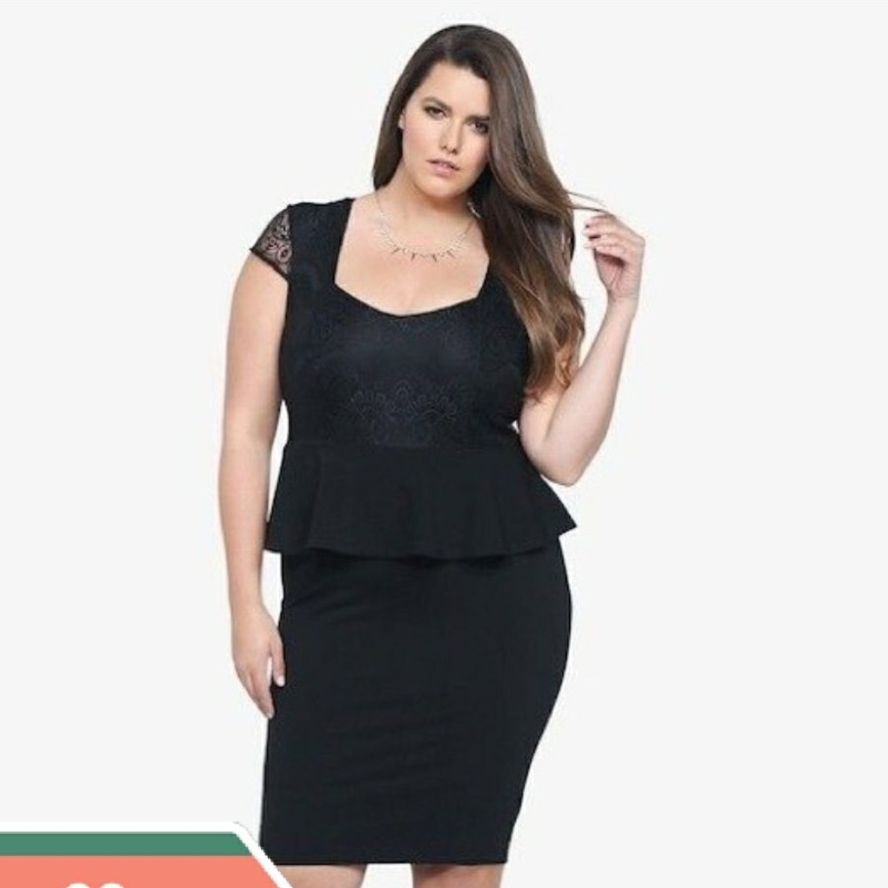 Torrid black lace peplum dress